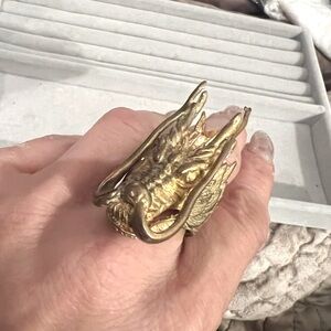 Gold Dragon ring- hand carved one of a kind size 9.5